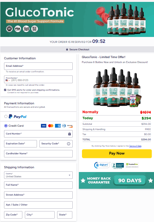 GlucoTonic Secured Order Page